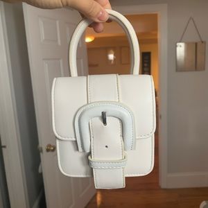 Genuine leather white micro mini bag